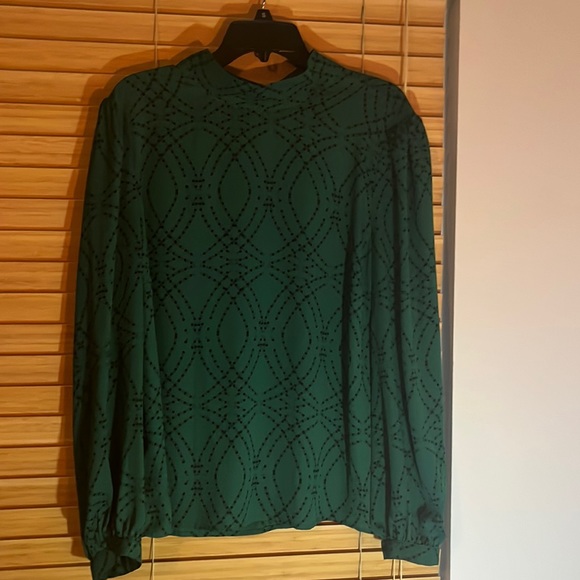 Green and black Eva Longoria long sleeve blouse - Picture 1 of 2